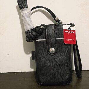 NEW Mundi BlackPhone Case Wallet Wrastlet Crossbody Travel Bag 6,5" x 4"